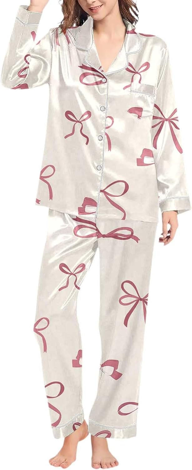 Generisch Pyjama Pour Femme, Pantalon Long, Ensemble De Vêtements De Nuit, Doux, Confortable, Vêtement De Nuit Avec Col En V, Vêtements De Détente, Vêtements De Pyjama Mignons, Pantalons De Pyjama