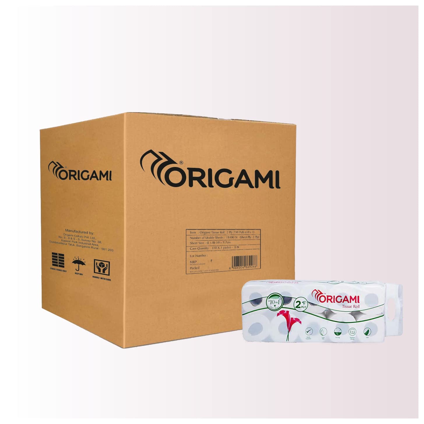 Origami 2 Ply Toilet Tissue Paper Roll - Pack of 80 (230 Pulls Per Roll, 18400 Sheets) (B0C2J3RDX4) Amazon Price History, Amazon Price Tracker