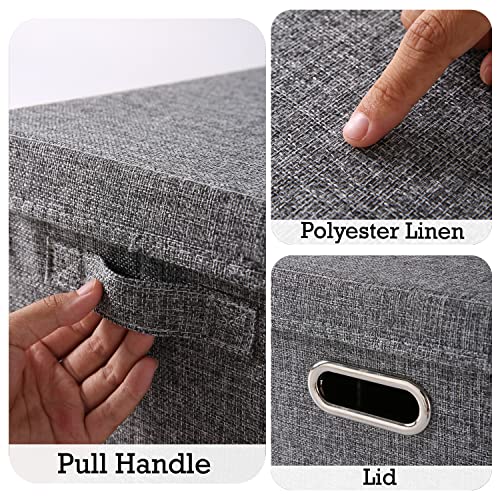 Image of Hokipo Multipurpose Storage Bins With Lid For Cupboard, Home And Office, Grey, Medium, Pack Of 1 (Ar4369-M) - Polyester
