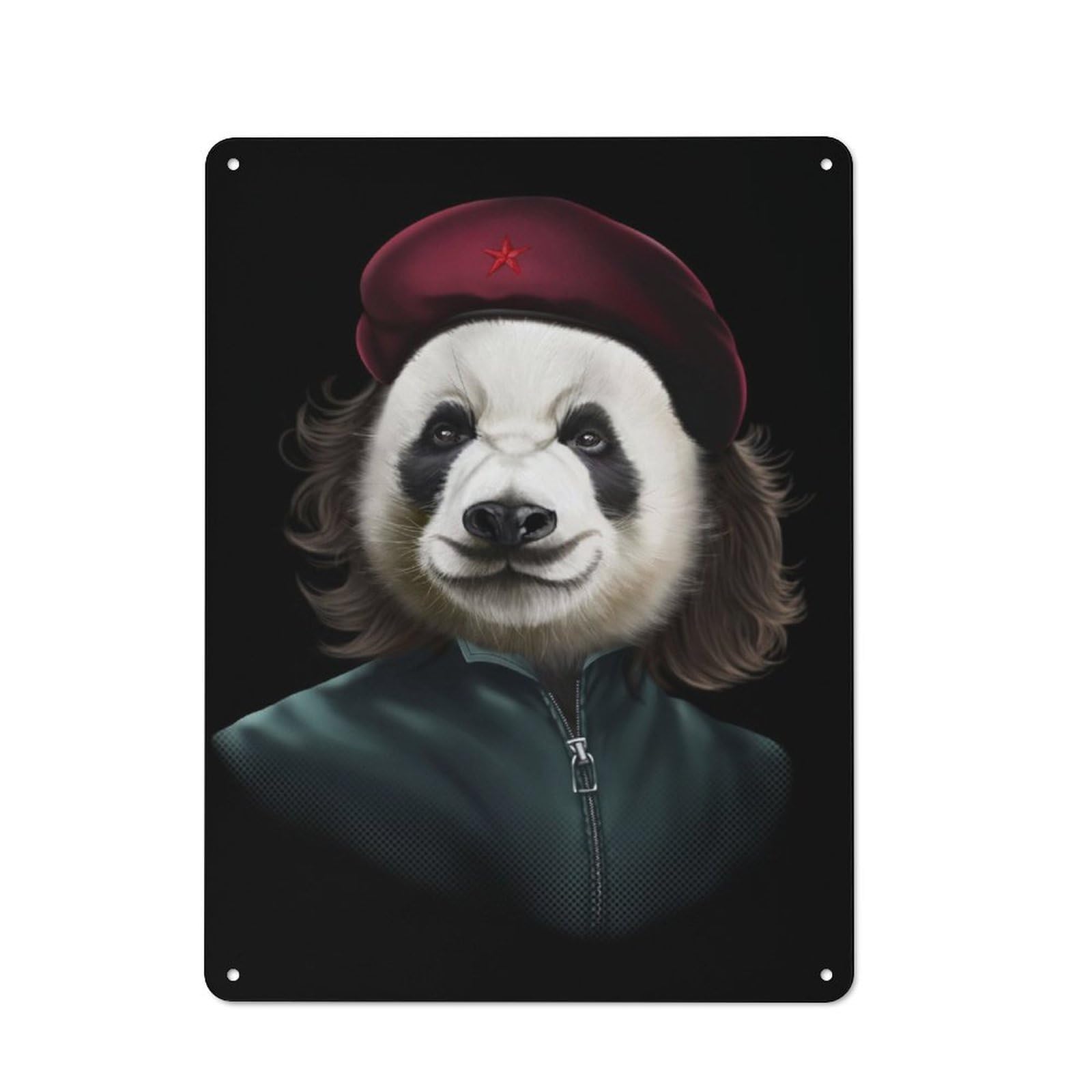 Junmoney Giant Panda Che Guevara Tin Wall Plaque 40X30cm With For Dining Room Or Kitchen, A Metal Wall Feature For Kitchens And Dining Spaces
