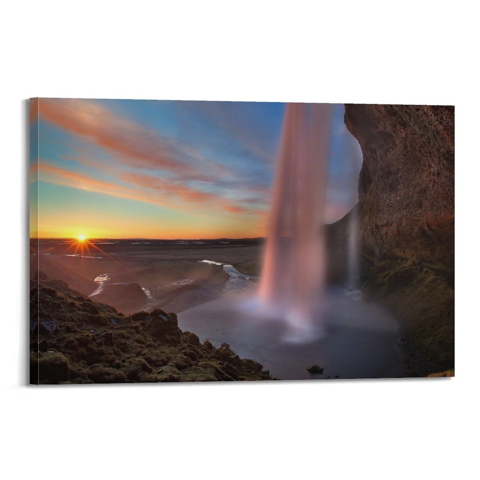 CPGLJD Landscape Art Poster Waterfall Nature Poster Decorative Painting Canvas Wall Posters And Art Picture Print Modern Family Bedroom Decor Posters 24x36inch(60x90cm)