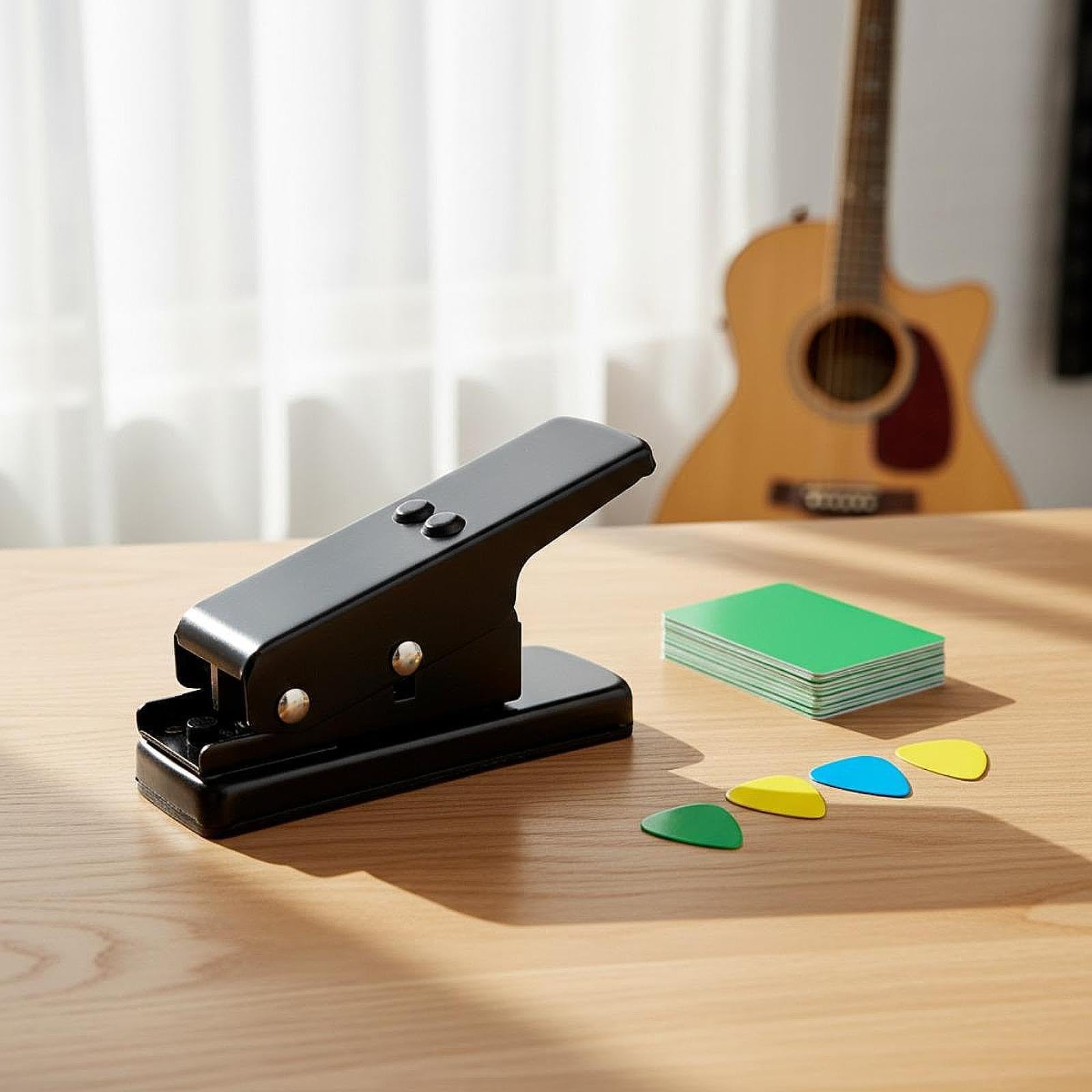 Strumento per La Creazione di Plettri per Chitarra, Punzone per Plettri per Chitarra, Corpo in Metallo Resistente, Macchina Multifunzionale, Nero