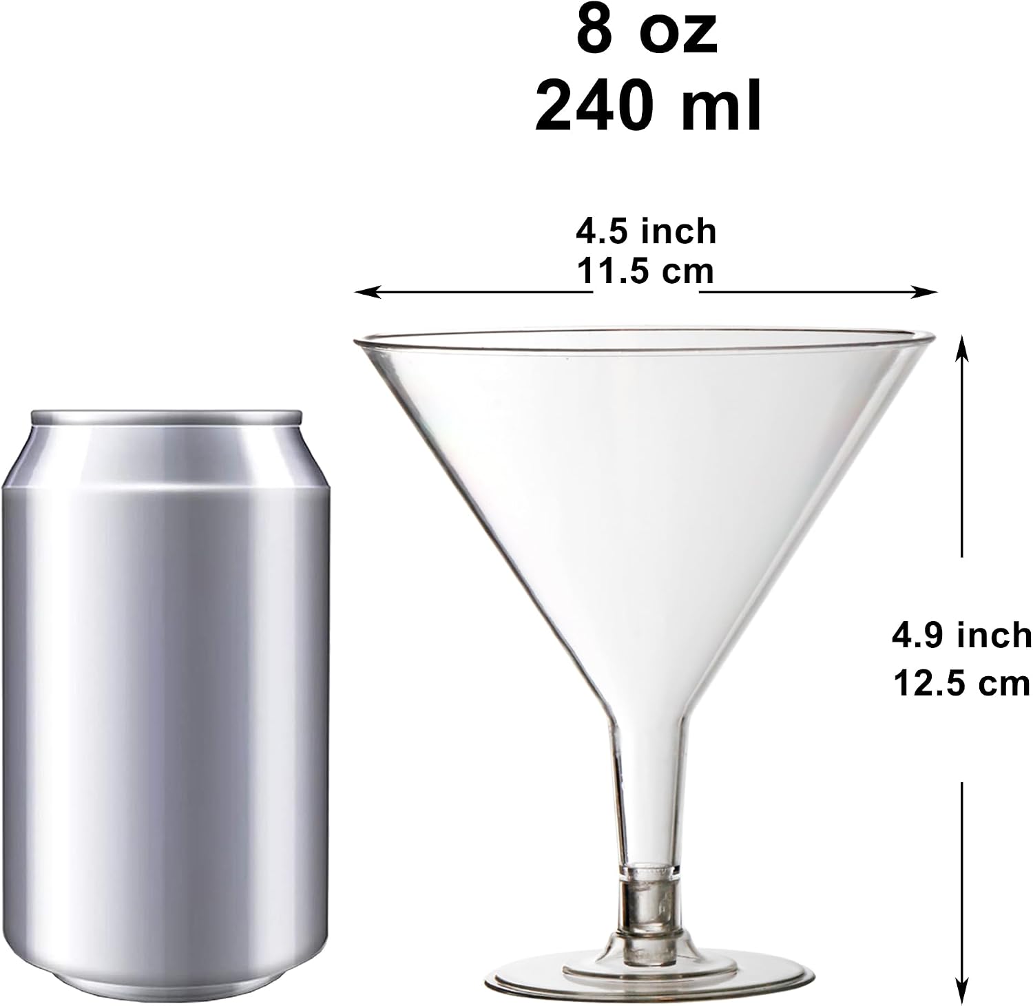 Youngever 12 Pack Plastic Cocktail Glasses, 8 Ounce Shatterproof Martini Cups, Reusable Cocktail Cups