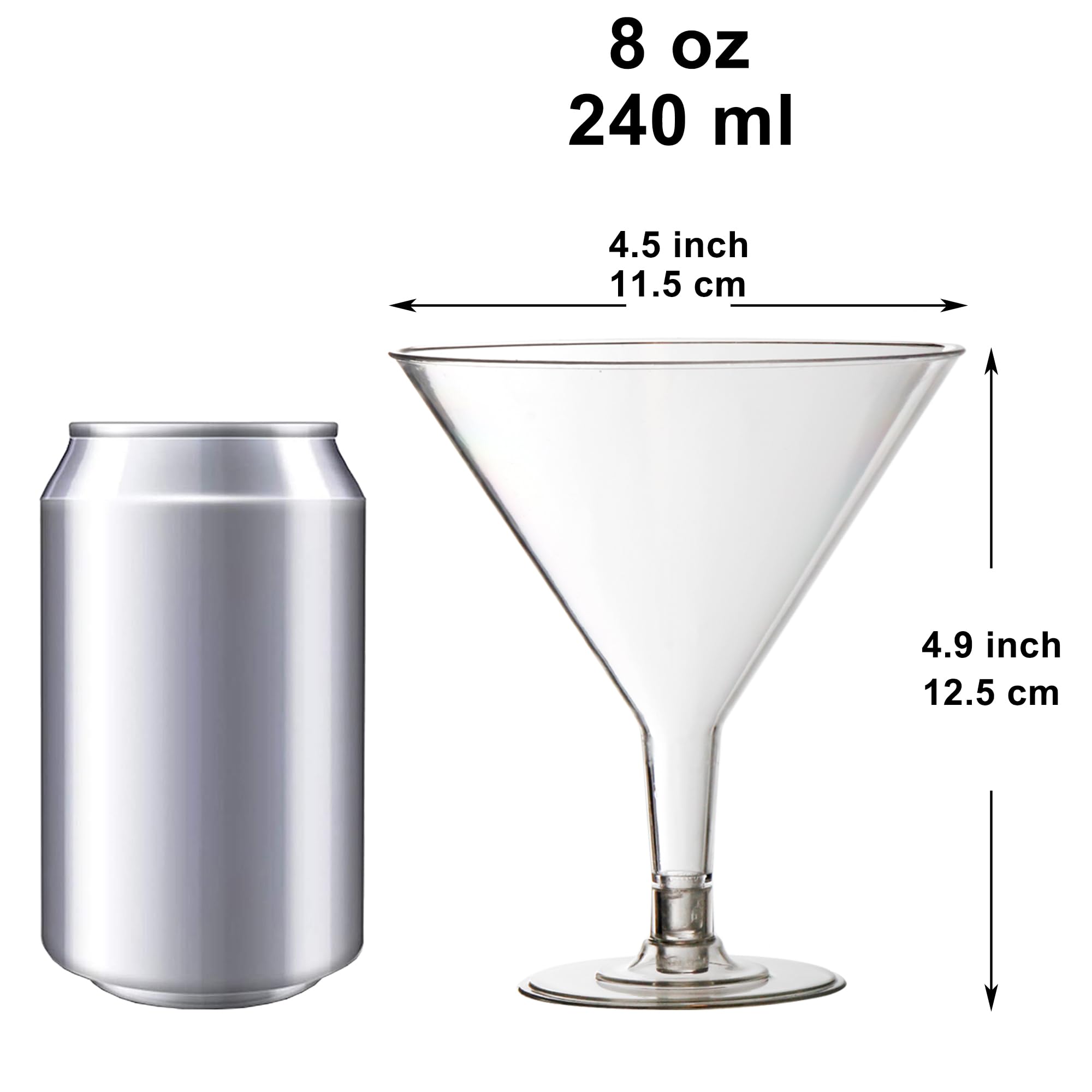 Youngever Confezione da 12 bicchieri da cocktail in plastica, bicchieri da Martini infrangibili, bicchieri da cocktail riutilizzabili