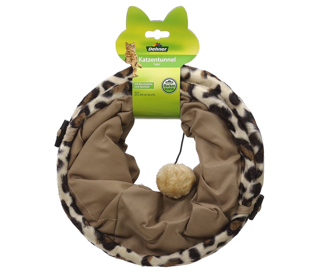 Dehner Leo Túnel para Gatos, diámetro de 25 cm, Longitud de 50 cm, poliéster/Metal, Color marrón