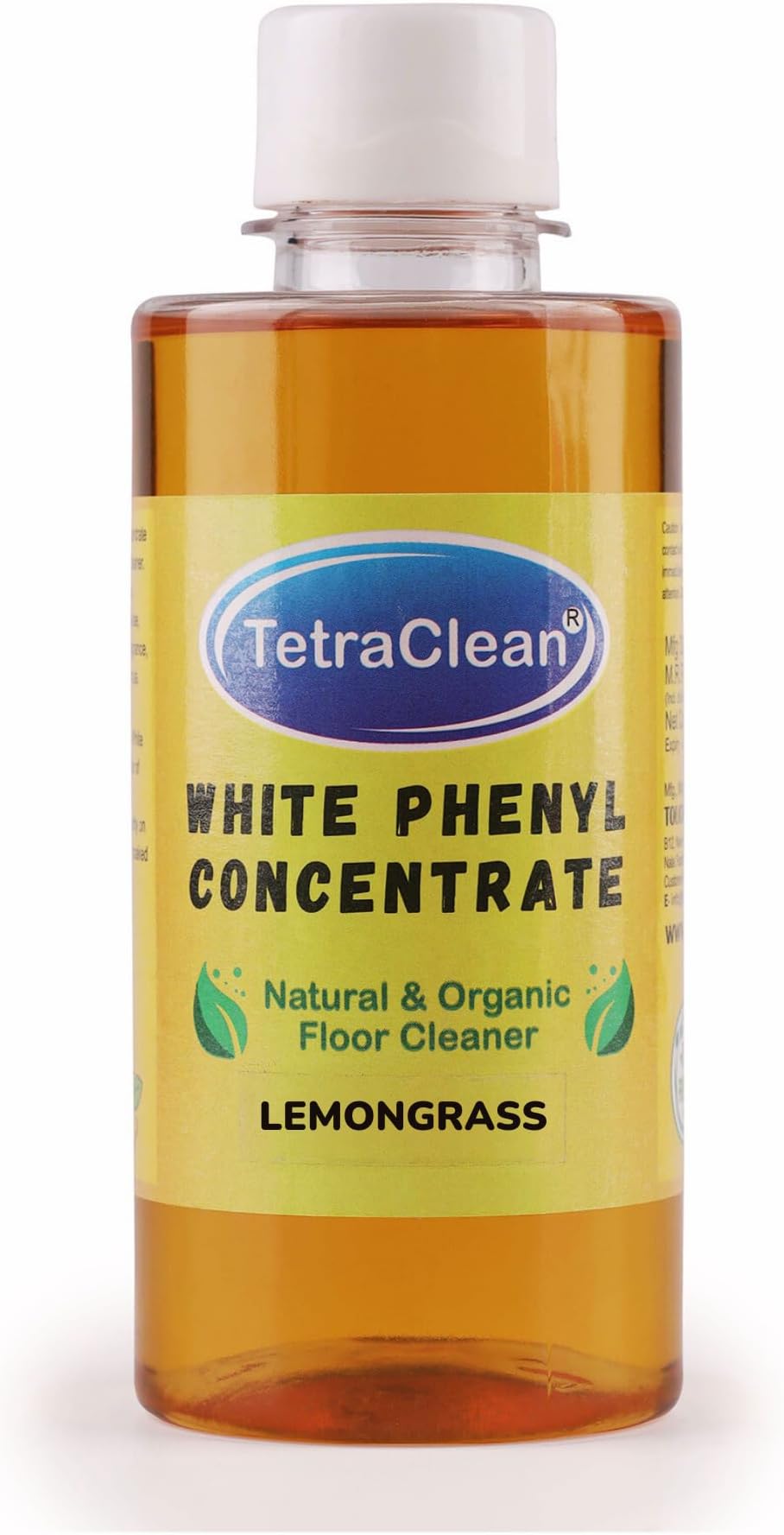 TetraClean Lemongrass White Phenyl Concentrate 250 ML | Fragrance Oil Based Natural and Organic Floor Cleaner | Makes 8-10 Litres of White Phenyl | Surface Cleaner | Disinfectant and Stain Remover