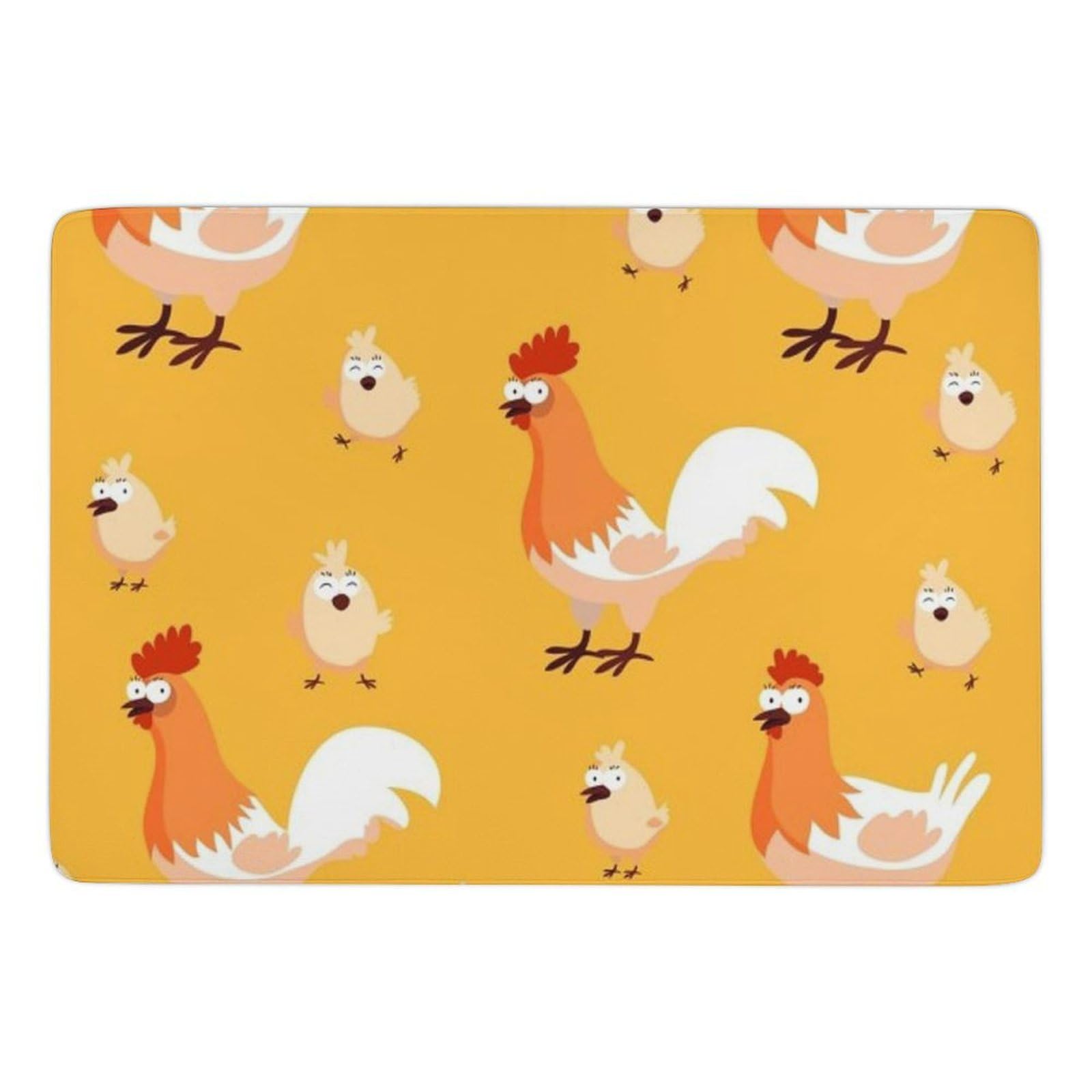 Tapis de sol doux en velours absorbant motif poule pour chambre et salon