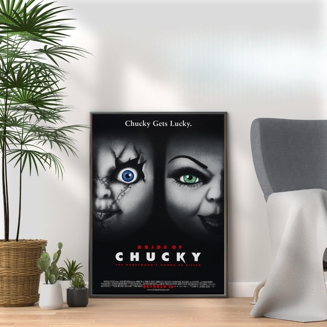 Horror Movie Poster Prints, Scary Film Wall Art, Halloween Decor, Horror Room & Home Cinema Wall Decor (CHUCKY - BRIDE OF CHUCKY, A3 Black Framed)