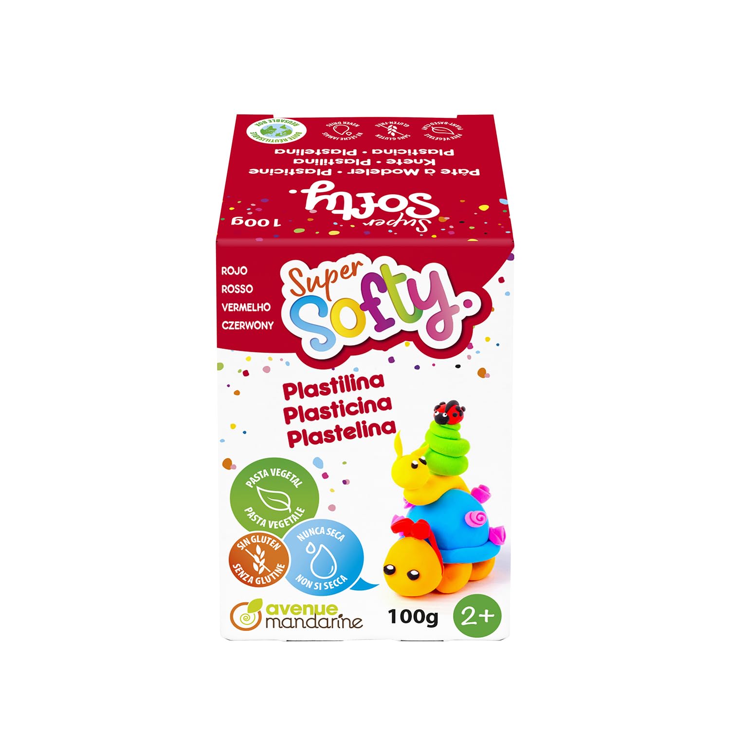 AVENUE MANDARINE SO0880100400C, A 100 G Box of Softy Modelling Clay, from 2 Years Old, RED Colour, Very Soft Dough - Image 2