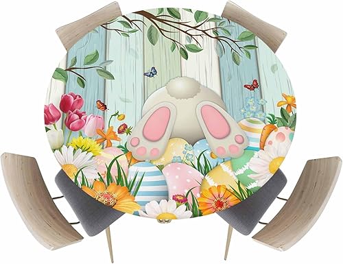 Miniatura 7 de Mantel ajustable de Halloween para mesa redonda, con citas de truco o trato, con borde elástico, impermeable, diseño de cara de fantasma y calabaza,