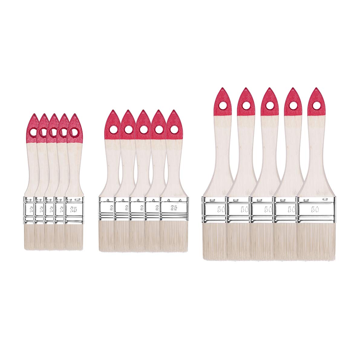 M7 brochas pintura set de 15 piezas, Ancho 1 pulgada-5 piezas, Ancho 1.5 pulgada-5 piezas, Ancho 2 pulgada-5 piezas, brochas pintura madera, Cepillo de pintura 15PCS, *30*, A0280-030500