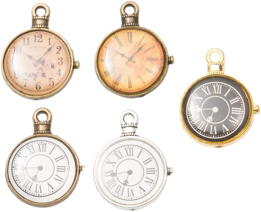 HEALLILY Watch Pendant Charms Antique Silver Clocks Vintage