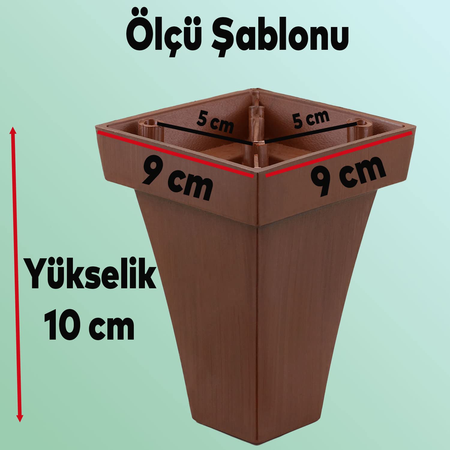 Badem10 Venüs Lüks Mobilya Kanepe Sehpa TV Ünitesi Koltuk Ayağı 10 cm Kahverengi Ahşap Desenli Baza Ayak