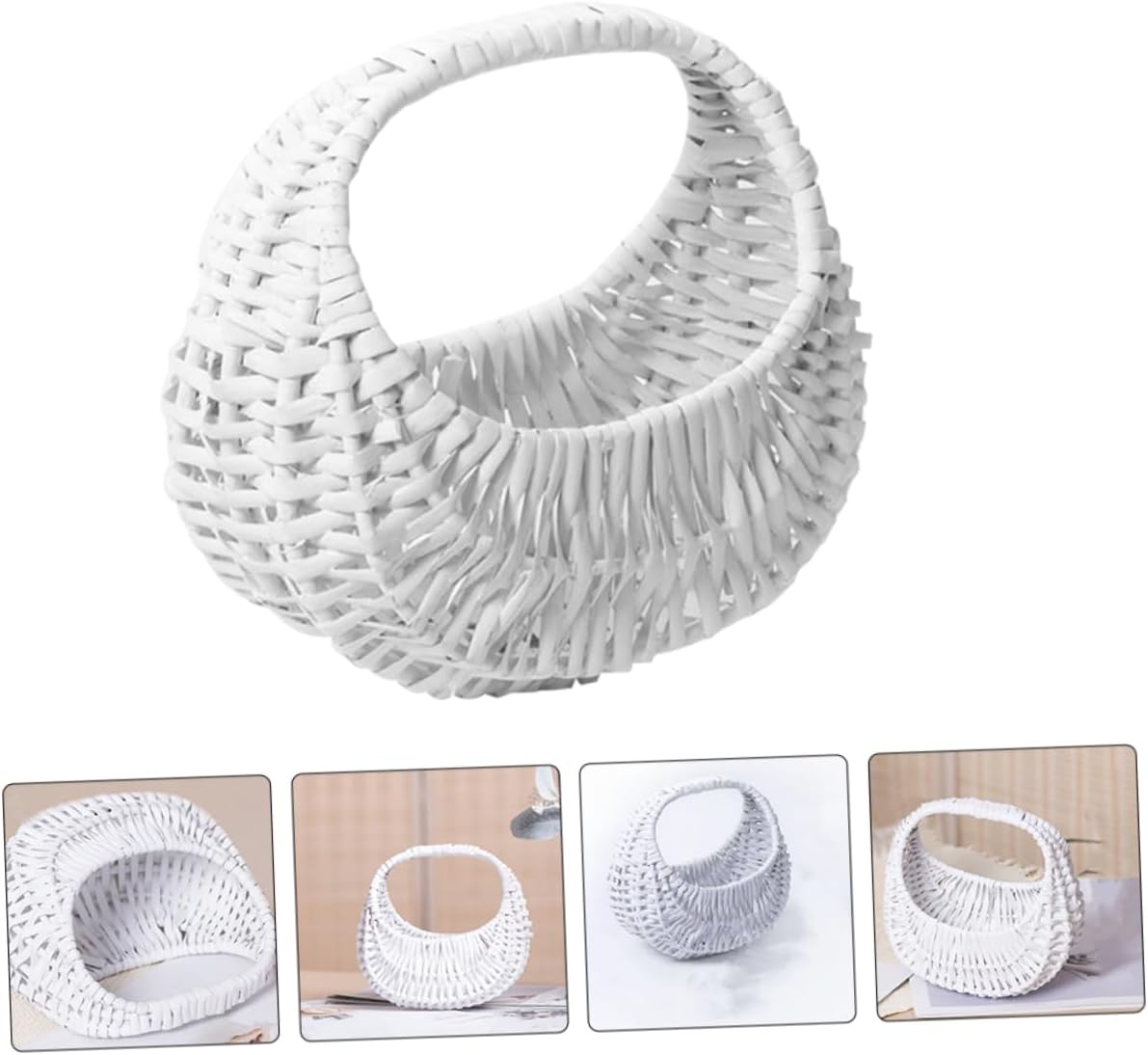 Garneck Wicker Flower Girl Basket Straw Handheld Basket for Party Decorative Flower Arrangement