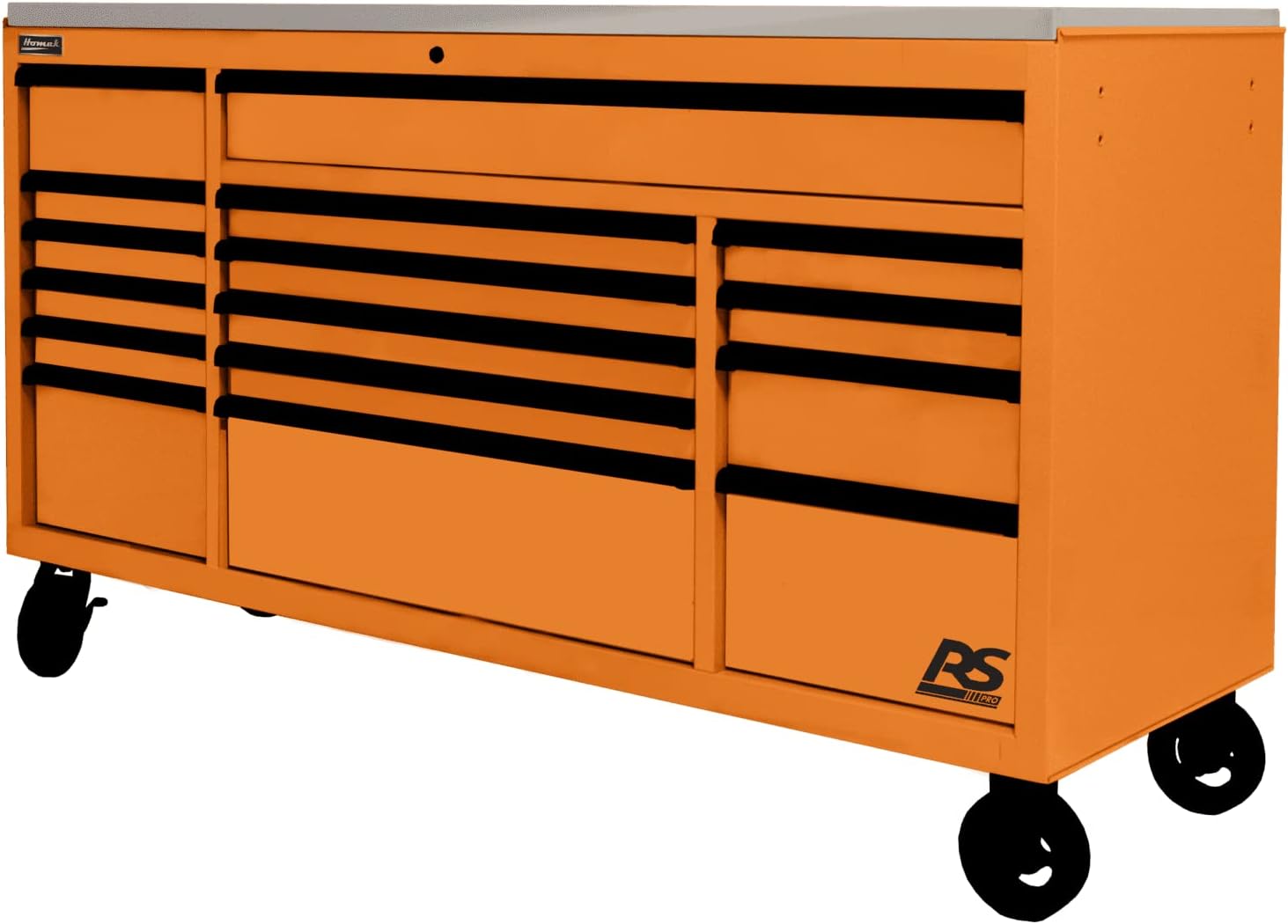 Homak 72” Roller Cabinet w/Stainless Steel Top RS Pro Workstation (Competition Orange)