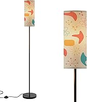 Vista 10 de Mid Century Modern Floor Lamps for Living Room Retro Abstract Atomic Era Vintage 1950s 1960s 1970s Standing Lamps with Linen Lampshade Tall Lamp