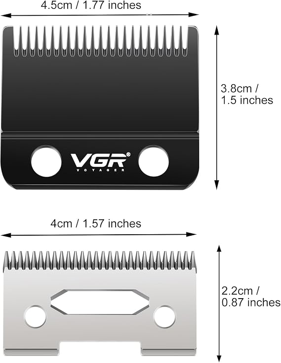 VGR 001 Clipper DLC Carbon Steel Blade Replacement, Professional Precision Ceramic Moving Clipper Blades with 2 Pairs Screws, Model Clipper with Coating Fix Blade Set