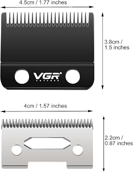 VGR 001 Clipper DLC Carbon Steel Blade Replacement, Professional Precision Ceramic Moving Clipper Blades with 2 Pairs Screws, Model Clipper with Coating Fix Blade Set