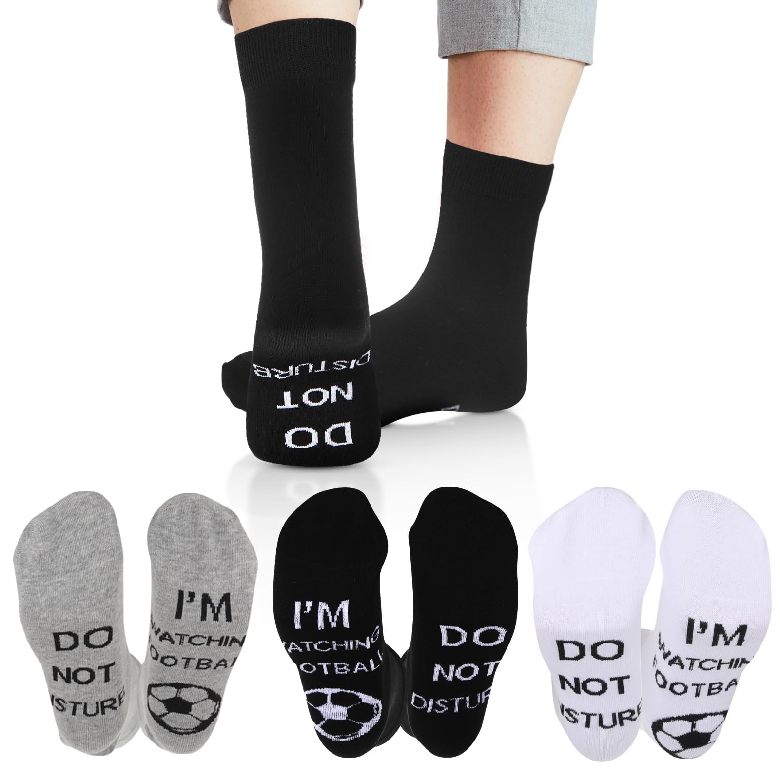 ertlutw3Pair Funny Football Socks for Men - Do Not Disturb Golf Socks, Unusual Gift for Dad, Birthday Socks for Rugby Lovers