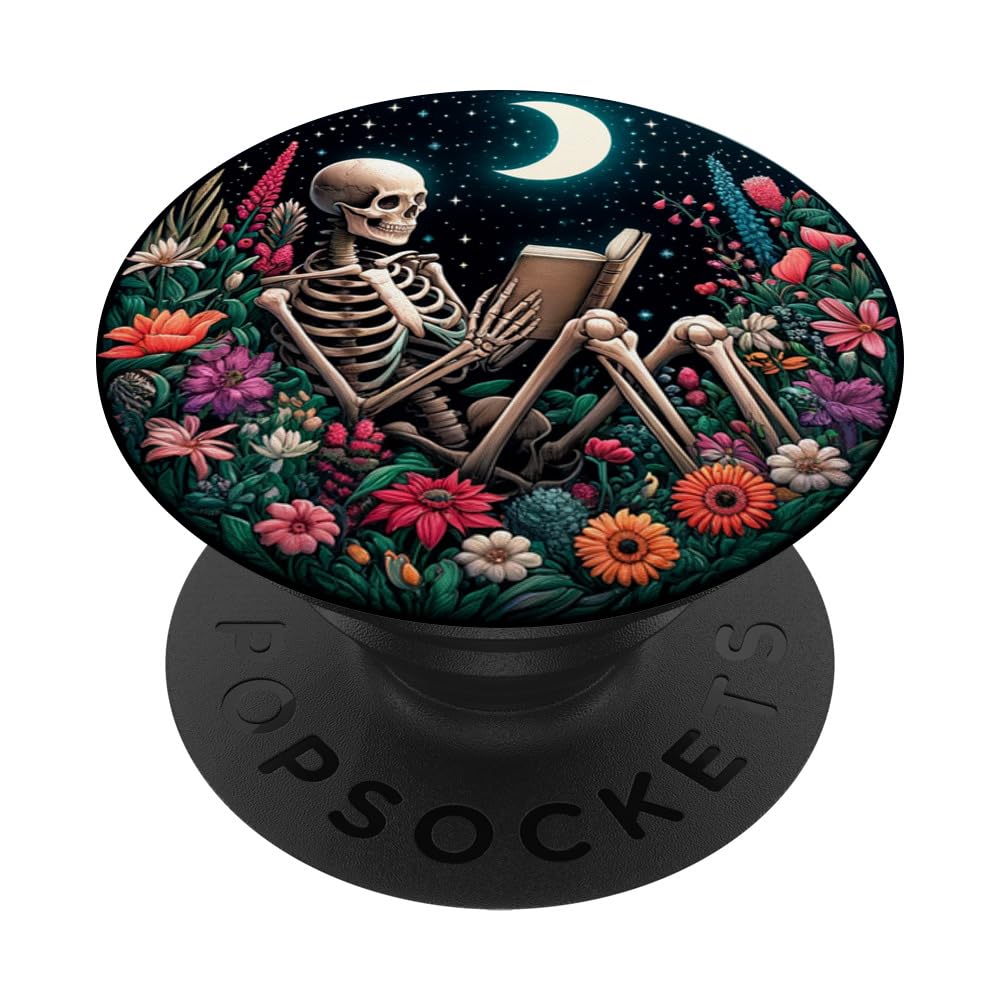 The Reader Skeleton Reading Book Bookworm Bookish Aesthetic PopSockets Standard PopGrip