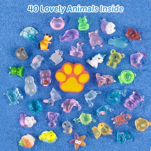 40 Stück Badebomben für Kinder mit Überraschung im Inneren, Large Number Kids Paw Shape Bath Bombs Gift Set, Natural Organic Kids Bubble Bath Fizzy for Girls Boys with Bath Toys Inside