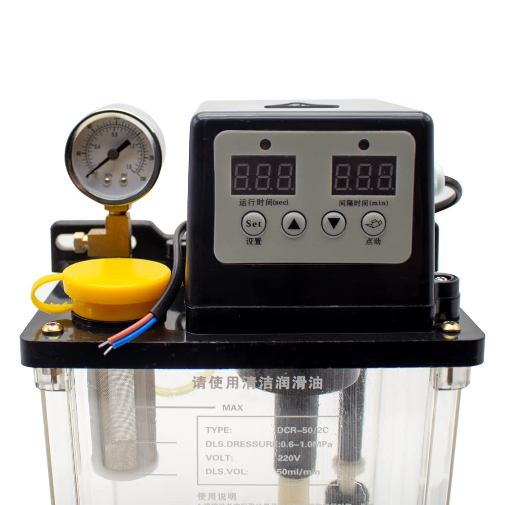 Toplionace 220 V automatyczna pompa smarowania, elektromagnetyczna pompa olejowa podwójny cyfrowy wyświetlacz tokarka olejowa (2 l, z manometrem)
