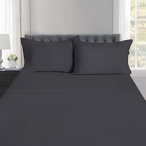 Miniatura 8 de Ruvanti - Sábanas de cama de 100% algodón, juego de 4 piezas de cama, juego de sábanas de tamaño King azul, tela suave, transpirable, sábanas de