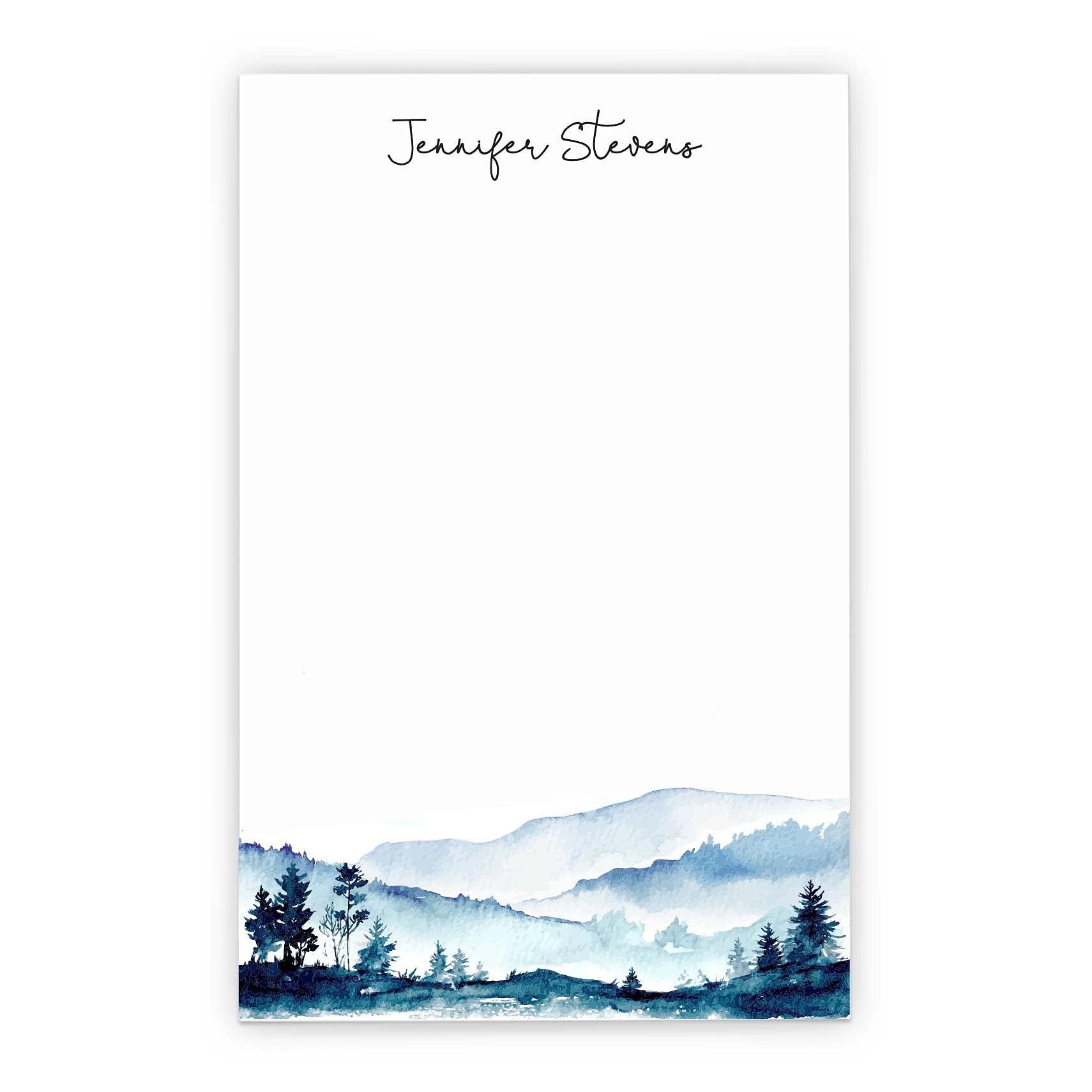 Modern Pink Paper Mountains Personalized Notepad, Landscape Notepads for Women, Personalized Notepads for Women, Watercolor Wilderness Simple Notepad,