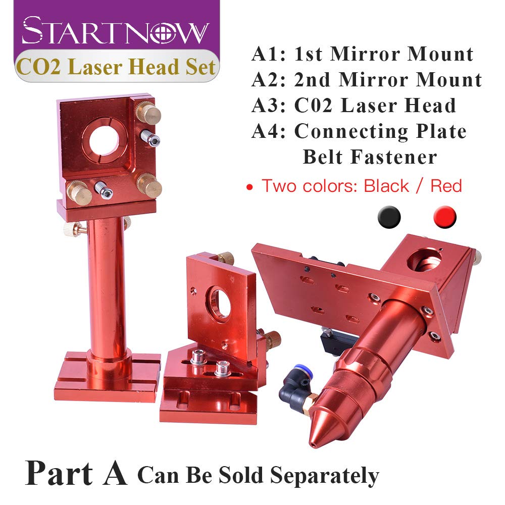 Startnow Set di testine laser CO2 per messa a fuoco a specchio, supporto integrativo per meccanismi di macchine da taglio laser, parti di dispositivi (nero, set A1, A2, A3, A4-63,5)