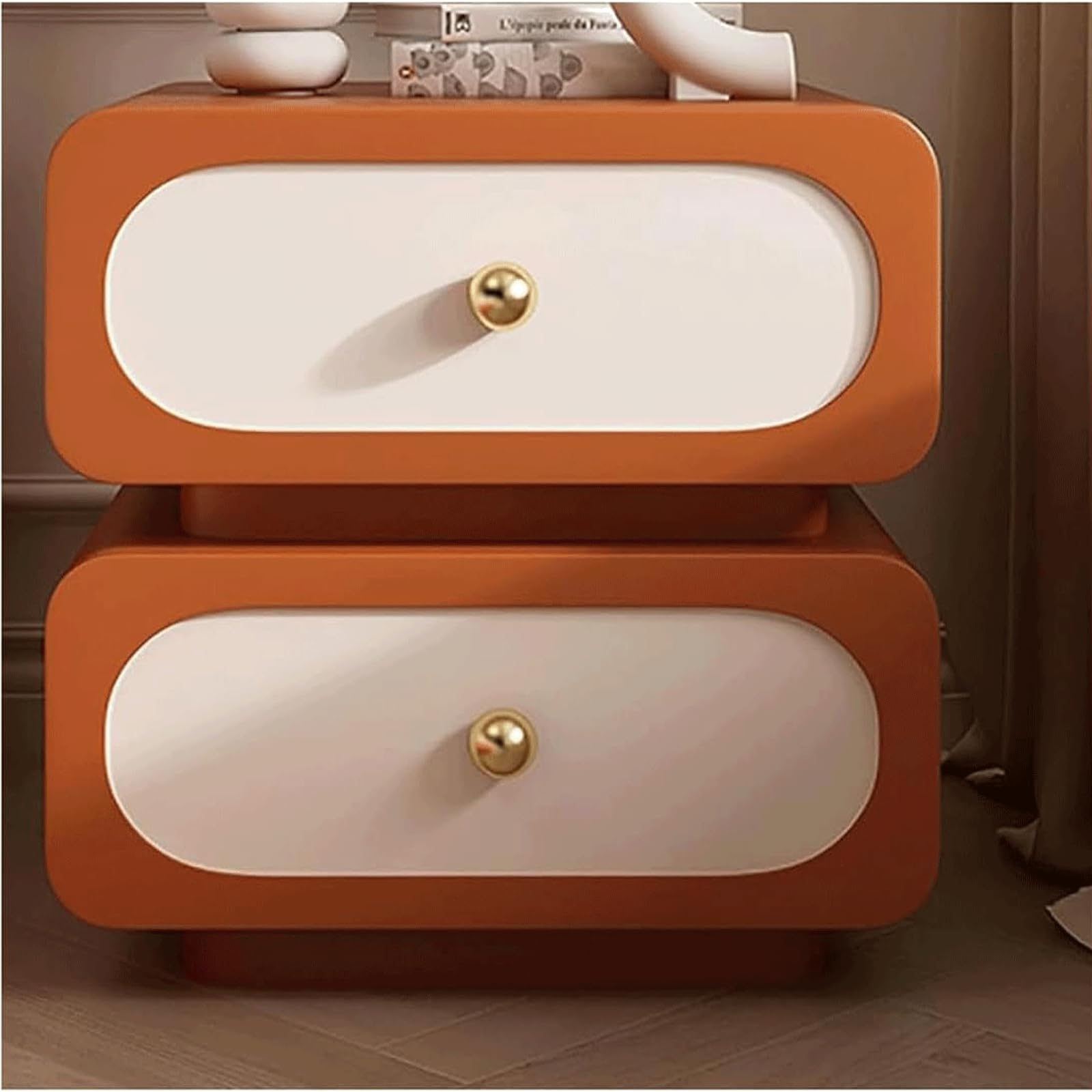 SXZenSpace Simple Side Table Sturdy and Reliable Bedside with 2 Drawers Solid Wood Nightstand for Bedroom Elegant End