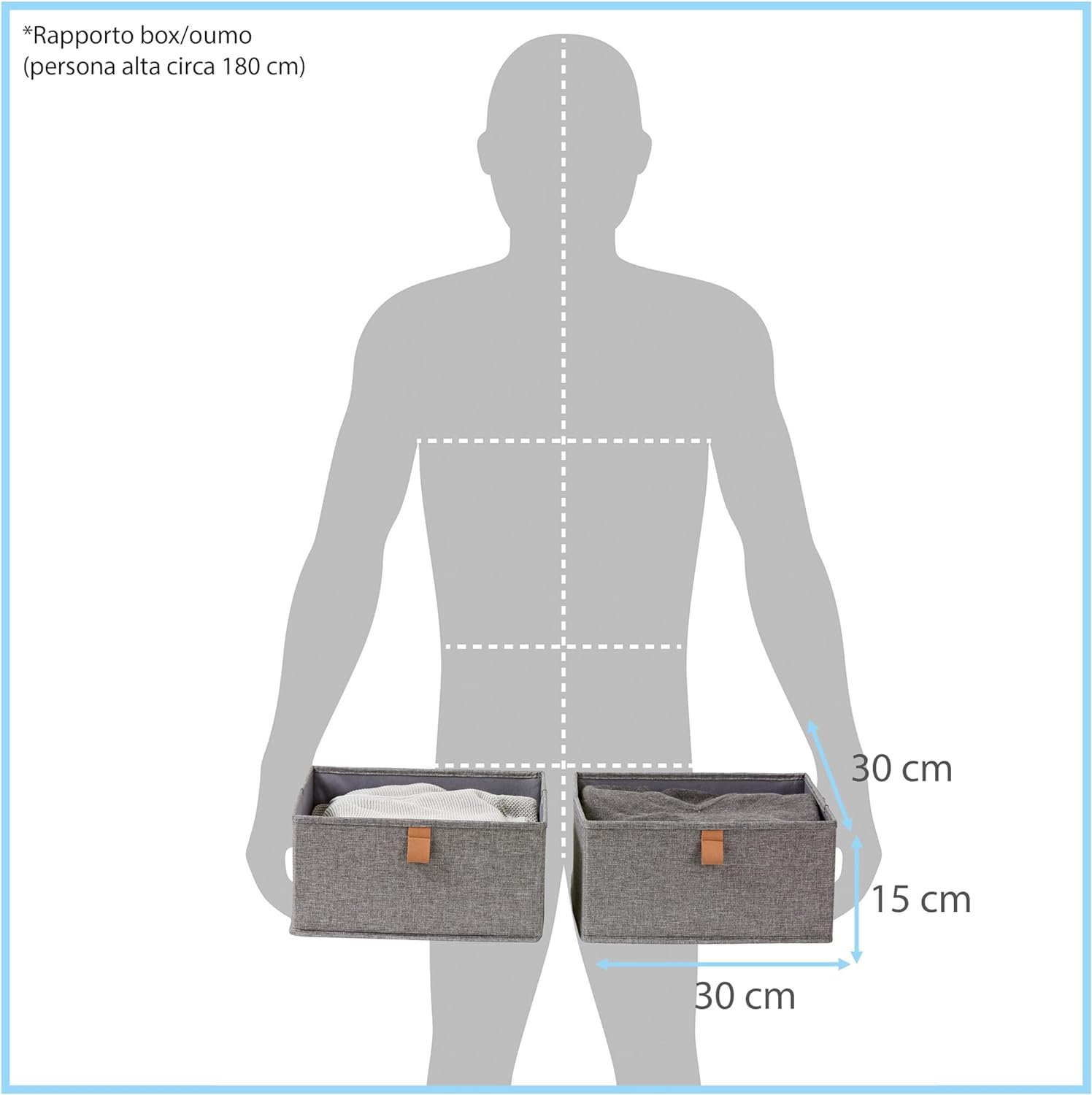 LOVE !T STORE !T Premium Drawer Organiser, Set of 2, Foldable, Wardrobe Organiser, Storage Boxes, 30 x 30 x 15 cm, Grey - Image 3