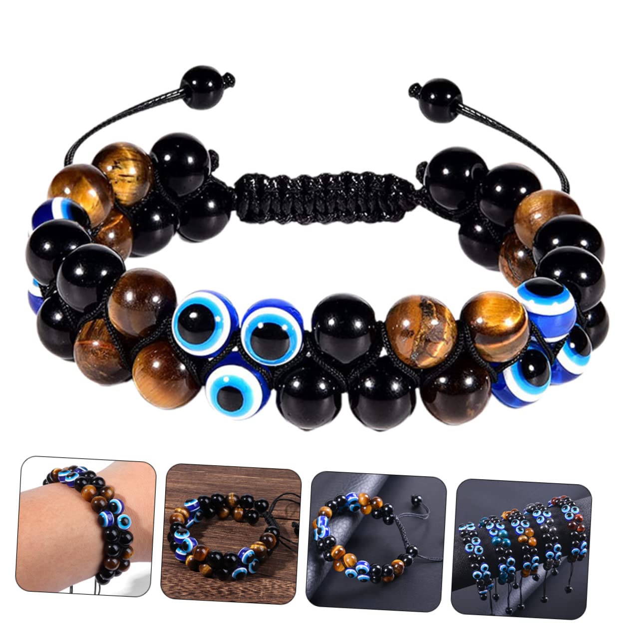GALPADA Pulsera De Ojo De Adorno De Mano Cadena De Muñeca Pulsera Para Hombre Pulsera Creativa Pulsera De Piedra Con Cuentas De Decoración Pulsera Para Yoga Adorno De