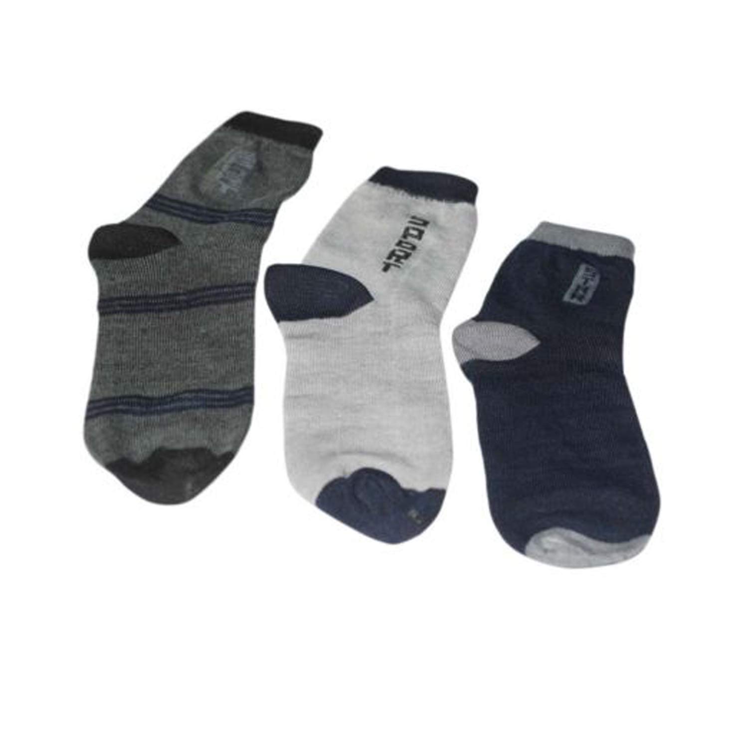 Navkar Crafts Ankle Length Cotton Socks Assorted Design Pack of 3 for Men