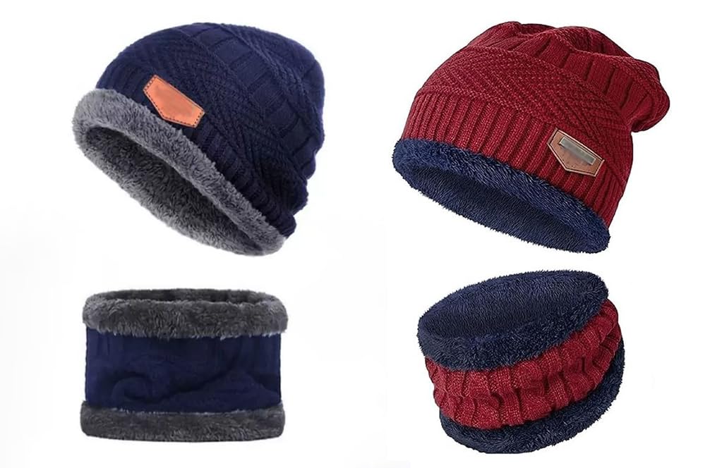 gents woolen neck set cap, woolen winter cap set, cap with muffler/neckwarmer