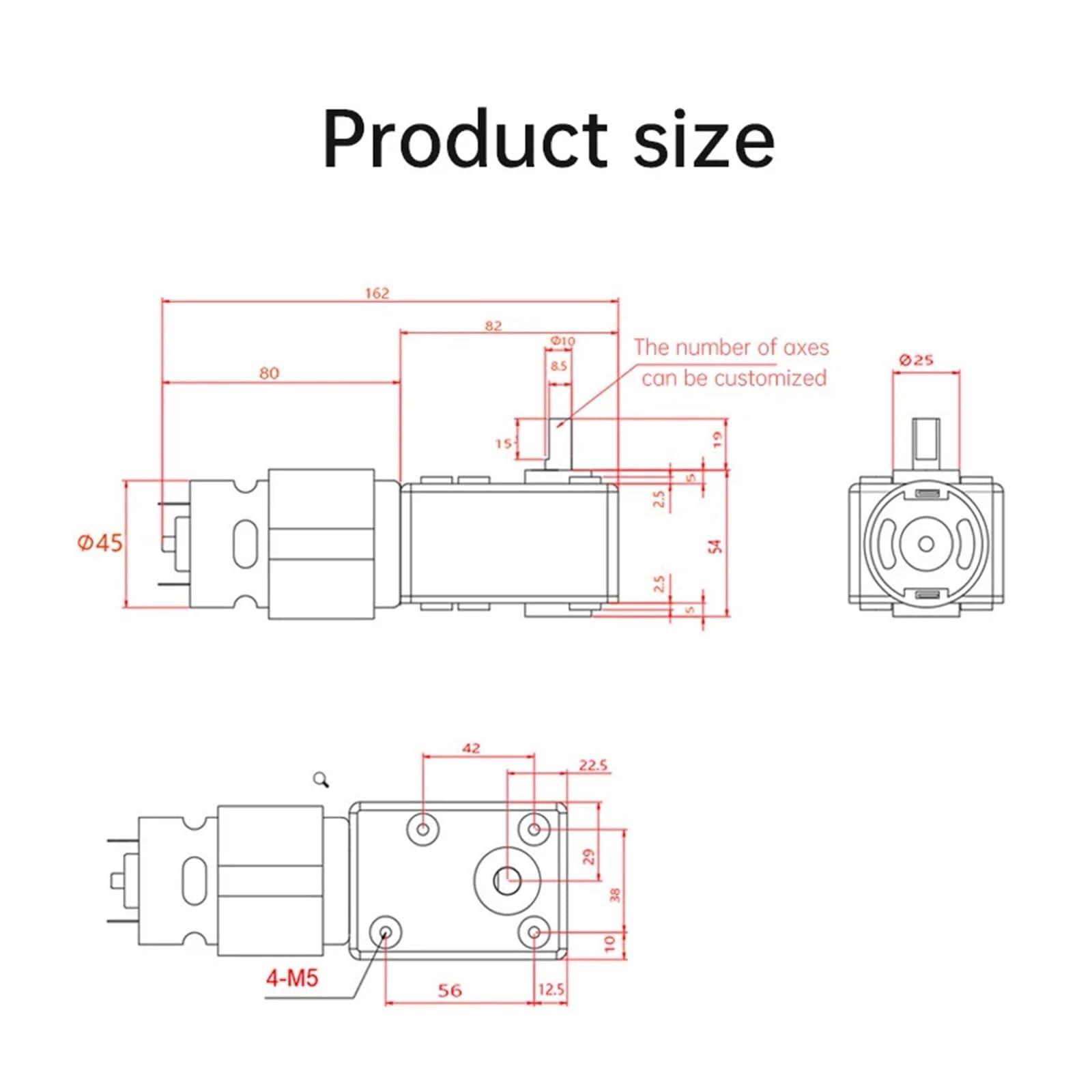 5882-775ZY DC reduction motor 12V24V forward and reverse adjustable speed 11RPM-470RPM worm gear brushed motor with self-locking(80RPM_24V SINGLE MOTOR)