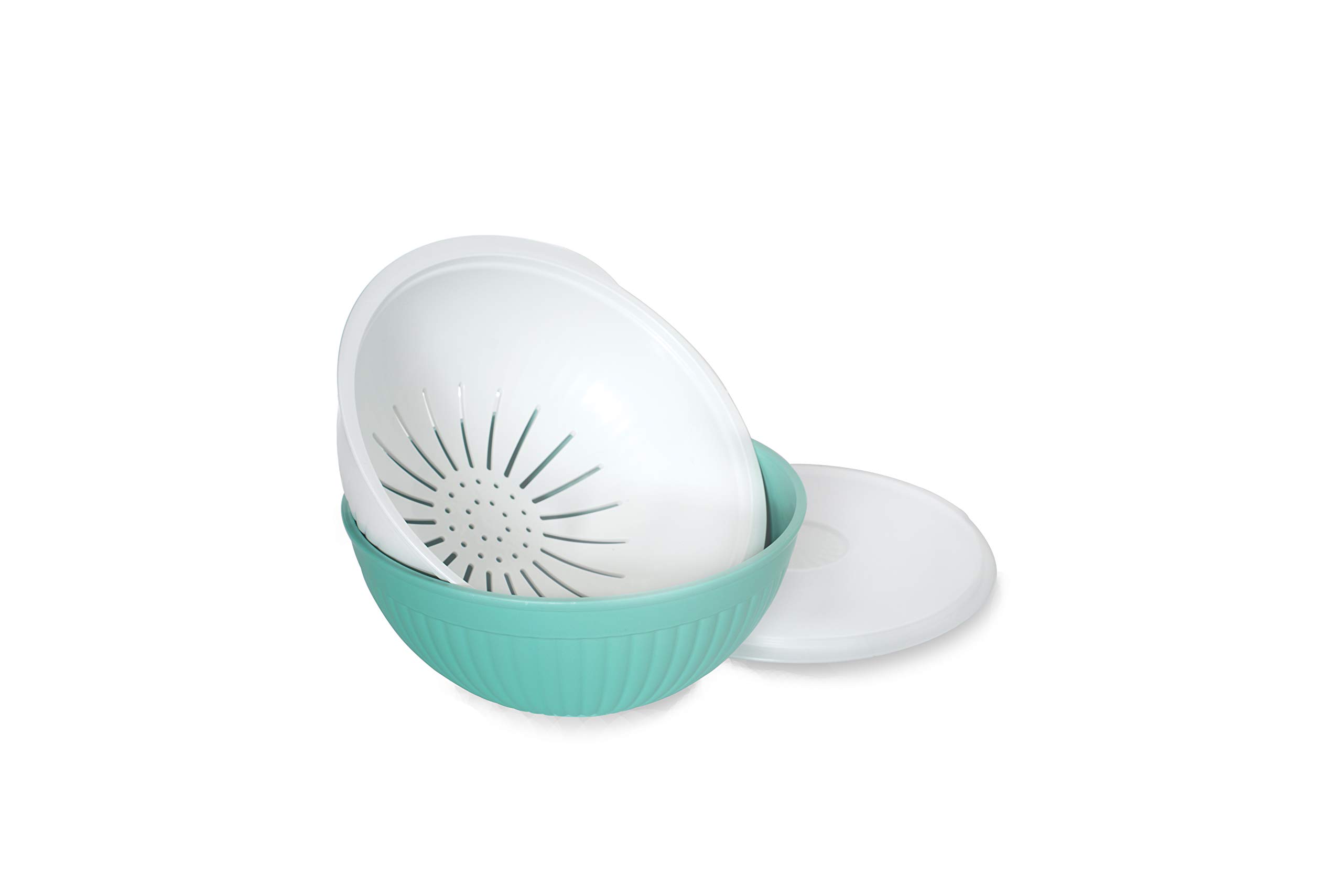 Nordic Ware Colander, Bowl & Cover Set, 3 Piece, Coastal Colors