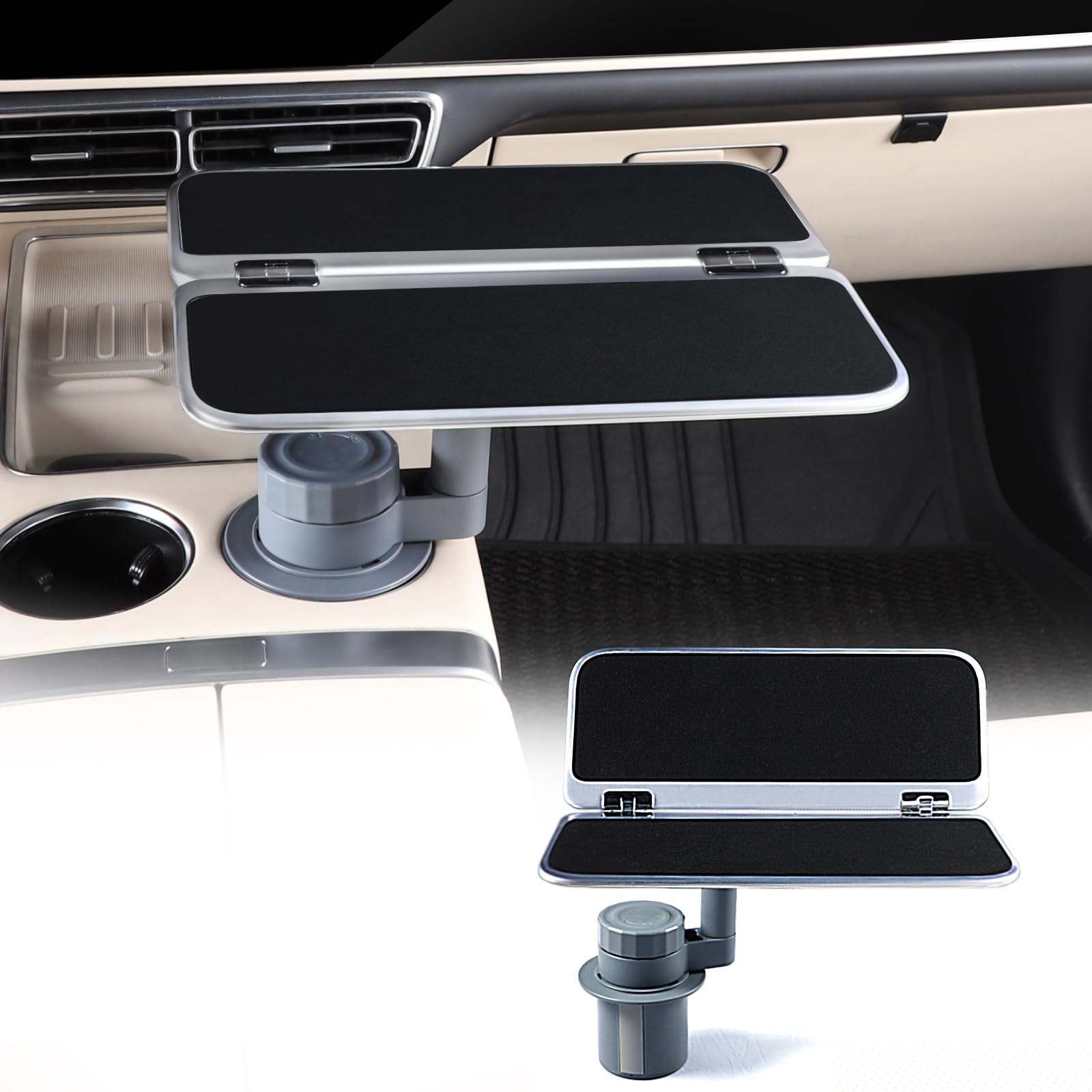 Photo 1 of 360° Rotating Folding Cup Holder Table, Steering Wheel Tray, Car & Laptop Desk - Car Accessories for Women & Men, Fit Tesla Model Y/3/S/Explorer/Maverick