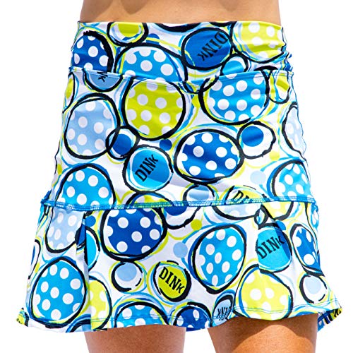 Pickleball Bella Dink 1 Drop Pleat Skort, Green and Blue Printed Sportswear, Soft and Comfortable Skort for Women - Size 2
