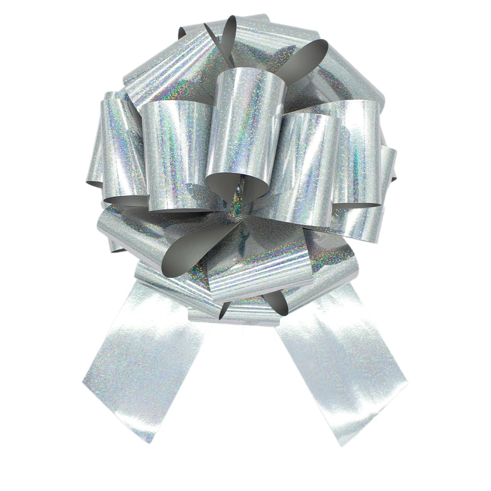 1Pcs 14 Inch Giant Large Pull Bow Big Bow,Great Gift Bows for appliances,Bikes,Table Decorations and Party Events (Metallic Silver)