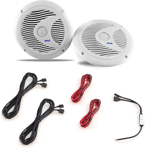 Miniatura 3 de Pyle Altavoces marinos duales de 6.5 pulgadas, IP44 impermeable y resistente a la intemperie, sistema de sonido estéreo de audio para exteriores con