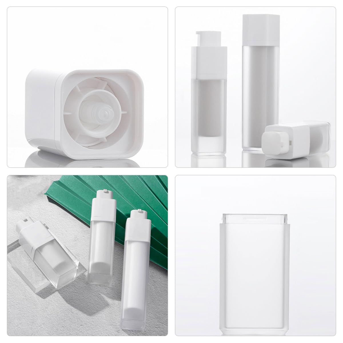 Mikikit Flaconi Pompa Airless 50Ml Set da 3 Contenitori da Viaggio Ricaricabili per Lozioni e Creme Flaconi Portatili Multiuso in Materiale Sicuro per Cosmetici e Prodotti per la Pelle
