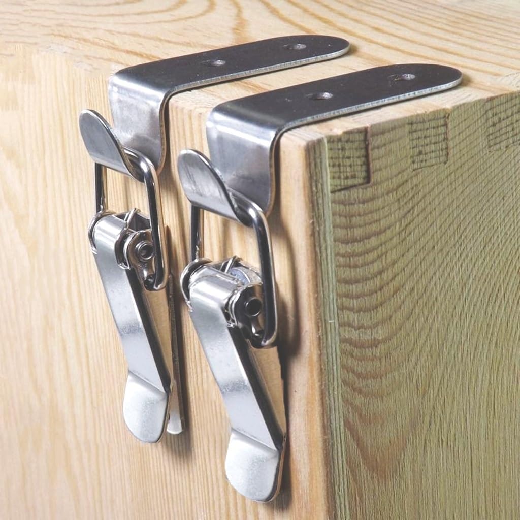 4 pezzi Chiusure per scatole di legno Gancio per morsetto Chiusure a molla in acciaio inossidabile Chiusure per ganci a bocca d'anatra a 90 gradi Scatole per disegnare Morsetti a levetta ( Size : Styl