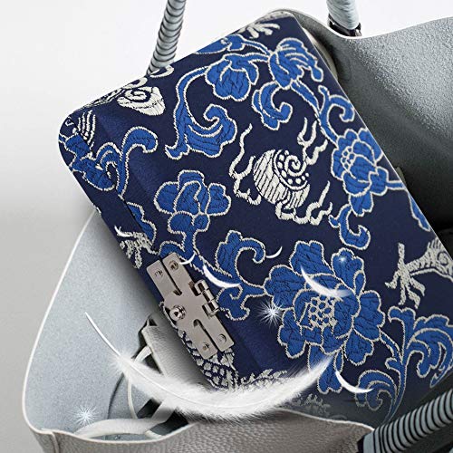 Boite de roseau pour hautbois, housse en bois + tissu de soie contre l'humidité(Bleu)