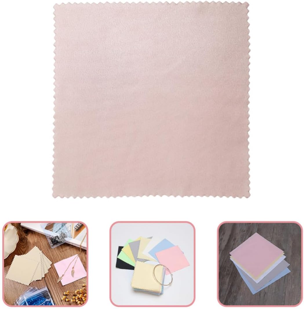 ORFOFE 100pcs Pink Microfiber Jewelry Cleaning Cloth for Silver Polishing and Tear-Resistant Use with Double-Sided Fabric Design, for Jewelry Care and Cleaning