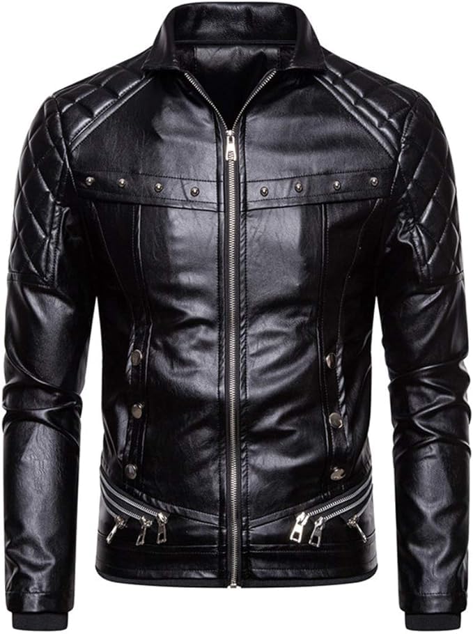 Men's Removable Fur Collar Sherpa Lined Steampunk Faux Leather Jacket2