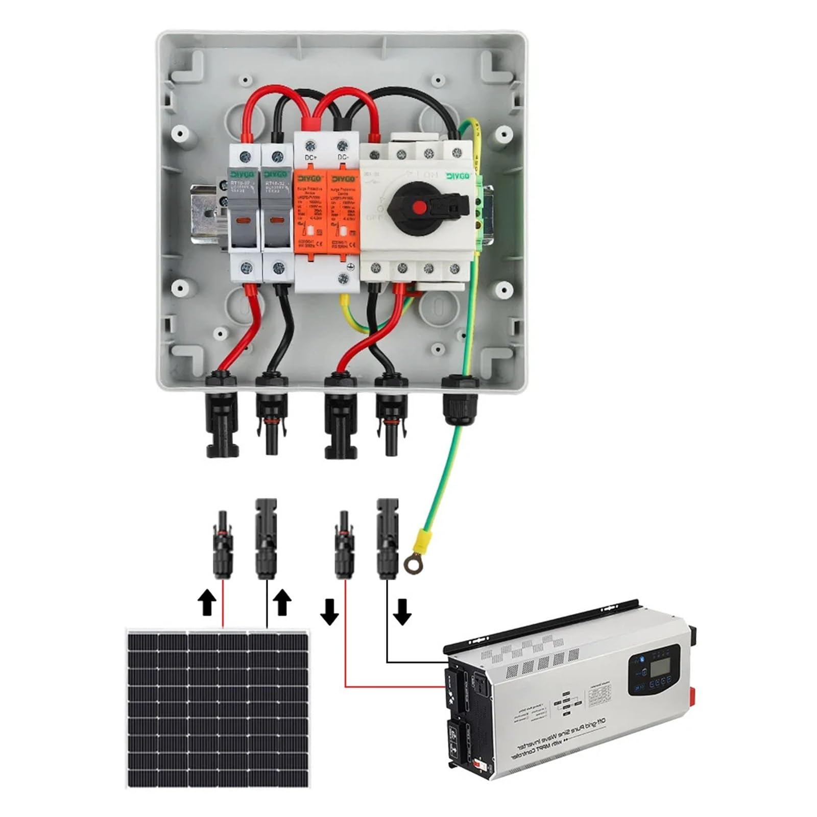 Quadro combinatore fotovoltaico solare CC 1000 V 1 ingresso 1 uscita con protezione da sovratensioni e fulmini Fusibile CC MCB SPD Scatola impermeabile IP65