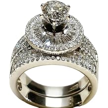 QUSIIOSLK 925 Sterling Silver Bridal Rings Sets for Women AAA Cubic Zirconia Solitaire Ring Engagement Wedding Promise Band Luxuxry Full Diamond Jewelry 7