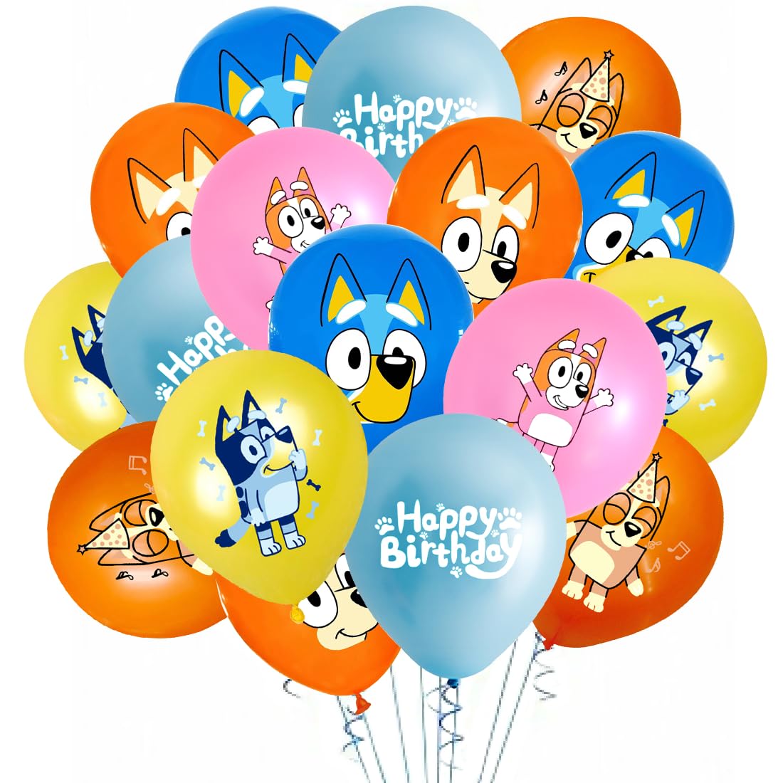 42 Stück Latexballons, Bluy Luftballons, Hundemuster Ballondekoration, Bluy Geburtstagsdeko, Geeignet für Kindergeburtstag, Babyparty, Abschlussfeier, Themenparty