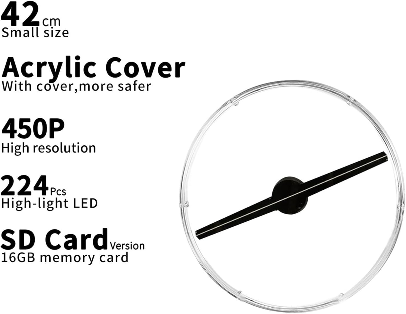 42CM/16.5インチ 3D ホログラム プロジェクター 保護カバー付き 3D LED ホログラフィック ビジネス ロゴ 広告プロ