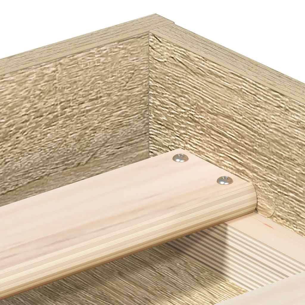 IKAYAA Rete Letto Matrimoniale 200x200 Struttura Letto a Doghe in Legno Giroletto Matrimoniale con Rete a Doghe-Rovere sonoma-200 x 200 cm